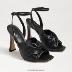 jp Sam Edelman 女性 ラベンダーのストラップヒール 黒い革 4NFV0P951 履物