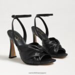 jp Sam Edelman 女性 ラベンダーのストラップヒール 黒い革 4NFV0P951 履物 - Image 7