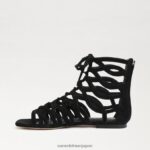 jp Sam Edelman 女性 ララグラディエーターサンダル 黒いスエード 4NFV0P946 履物 - Image 4