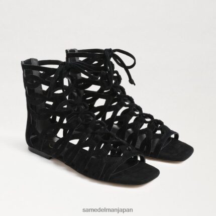 jp Sam Edelman 女性 ララグラディエーターサンダル 黒いスエード 4NFV0P946 履物