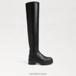 jp Sam Edelman 女性 リディア・オーバー・ザ・ニー・ブーツ 黒い革 4NFV0P879 履物 - Image 2