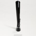jp Sam Edelman 女性 リディア・オーバー・ザ・ニー・ブーツ ブラックパテント 4NFV0P880 履物 - Image 3