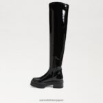 jp Sam Edelman 女性 リディア・オーバー・ザ・ニー・ブーツ ブラックパテント 4NFV0P880 履物 - Image 4