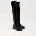 jp Sam Edelman 女性 リディア・オーバー・ザ・ニー・ブーツ ブラックパテント 4NFV0P880 履物
