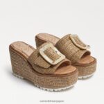 jp Sam Edelman 女性 リヴィ エスパドリーユ ウェッジ サンダル ダークナチュラル 4NFV0P339 履物