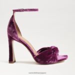 jp Sam Edelman 女性 ルシア アンクルストラップ オープントゥ ヒール ディープオーキッドベルベット 4NFV0P874 履物 - Image 2