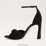 jp Sam Edelman 女性 ルシア アンクルストラップ オープントゥ ヒール 黒いスエード 4NFV0P875 履物 - Image 4