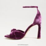 jp Sam Edelman 女性 ルシア アンクルストラップ オープントゥ ヒール ディープオーキッドベルベット 4NFV0P874 履物 - Image 4