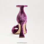jp Sam Edelman 女性 ルシア アンクルストラップ オープントゥ ヒール ディープオーキッドベルベット 4NFV0P874 履物 - Image 5