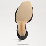 jp Sam Edelman 女性 ルシア アンクルストラップ オープントゥ ヒール 黒いスエード 4NFV0P875 履物 - Image 6