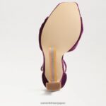jp Sam Edelman 女性 ルシア アンクルストラップ オープントゥ ヒール ディープオーキッドベルベット 4NFV0P874 履物 - Image 6