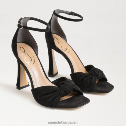 jp Sam Edelman 女性 ルシア アンクルストラップ オープントゥ ヒール 黒いスエード 4NFV0P875 履物
