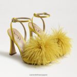 jp Sam Edelman 女性 レオンフェザーヒール 黄土色のサテン 4NFV0P849 履物