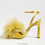 jp Sam Edelman 女性 レオンフェザーヒール 黄土色のサテン 4NFV0P849 履物 - Image 4