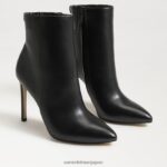 jp Sam Edelman 女性 レンリー ブーティ ヒール 黒い革 4NFV0P831 履物