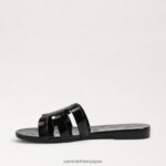 jp Sam Edelman 女性 ローリエ スライド サンダル 黒光沢 4NFV0P222 履物 - Image 4