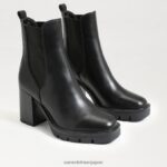 jp Sam Edelman 女性 ローリンズチェルシーブーツ 黒い革 4NFV0P749 履物