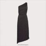 jp Sam Edelman 女性 ワンショルダープリーツミディドレス 黒 4NFV0P1113 衣服 - Image 5