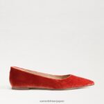 jp Sam Edelman 女性 ワンダ ポインテッドトゥフラット キャニオンオレンジベルベット 4NFV0P475 履物 - Image 2