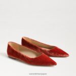 jp Sam Edelman 女性 ワンダ ポインテッドトゥフラット キャニオンオレンジベルベット 4NFV0P475 履物