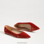 jp Sam Edelman 女性 ワンダ ポインテッドトゥフラット キャニオンオレンジベルベット 4NFV0P475 履物 - Image 7