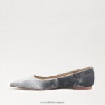 jp Sam Edelman 女性 ワンダ ポインテッドトゥフラット スモーキーブルーベルベット 4NFV0P474 履物 - Image 4