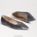 jp Sam Edelman 女性 ワンダ ポインテッドトゥフラット スモーキーブルーベルベット 4NFV0P474 履物 - Image 7