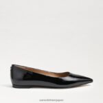 jp Sam Edelman 女性 ワンダ ポインテッドトゥフラット ブラックパテント 4NFV0P483 履物 - Image 2