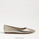 jp Sam Edelman 女性 ワンダ ポインテッドトゥフラット 溶けた金の革 4NFV0P481 履物 - Image 2