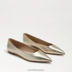 jp Sam Edelman 女性 ワンダ ポインテッドトゥフラット 溶けた金の革 4NFV0P481 履物