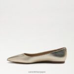 jp Sam Edelman 女性 ワンダ ポインテッドトゥフラット 溶けた金の革 4NFV0P481 履物 - Image 4