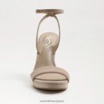 jp Sam Edelman 女性 翡翠のアンクルストラップヒール カプチーノ スエード 4NFV0P391 履物 - Image 3