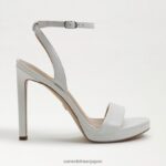 jp Sam Edelman 女性 翡翠のアンクルストラップヒール 明るい白い革 4NFV0P387 履物 - Image 2