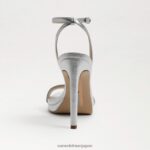 jp Sam Edelman 女性 翡翠のアンクルストラップヒール 柔らかいシルバーの革 4NFV0P385 履物 - Image 5