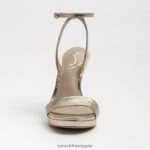 jp Sam Edelman 女性 翡翠のアンクルストラップヒール 金箔革 4NFV0P386 履物 - Image 3