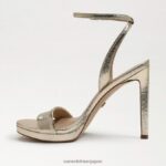 jp Sam Edelman 女性 翡翠のアンクルストラップヒール 金箔革 4NFV0P386 履物 - Image 4