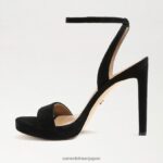 jp Sam Edelman 女性 翡翠のアンクルストラップヒール 黒いスエード 4NFV0P392 履物 - Image 4