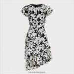 jp Sam Edelman 女性 花柄非対称ドレス 黒、白 4NFV0P1153 衣服 - Image 5