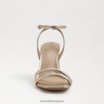 jp Sam Edelman 女性 起亜ブロックヒールサンダル 金箔革 4NFV0P105 履物 - Image 3