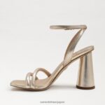jp Sam Edelman 女性 起亜ブロックヒールサンダル 金箔革 4NFV0P105 履物 - Image 4