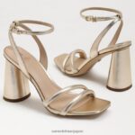 jp Sam Edelman 女性 起亜ブロックヒールサンダル 金箔革 4NFV0P105 履物 - Image 7