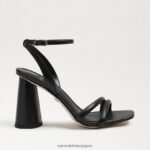 jp Sam Edelman 女性 起亜ブロックヒールサンダル 黒い革 4NFV0P106 履物 - Image 2