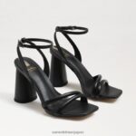 jp Sam Edelman 女性 起亜ブロックヒールサンダル 黒い革 4NFV0P106 履物