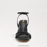 jp Sam Edelman 女性 起亜ブロックヒールサンダル 黒い革 4NFV0P106 履物 - Image 3