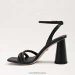 jp Sam Edelman 女性 起亜ブロックヒールサンダル 黒い革 4NFV0P106 履物 - Image 4
