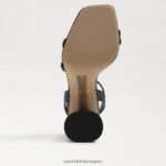 jp Sam Edelman 女性 起亜ブロックヒールサンダル 黒い革 4NFV0P106 履物 - Image 6