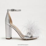 jp Sam Edelman 女性 野郎フェザーヒールサンダル ソフトシルバー 4NFV0P764 履物 - Image 2