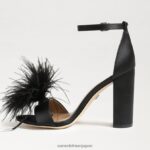 jp Sam Edelman 女性 野郎フェザーヒールサンダル 黒のサテン 4NFV0P763 履物 - Image 4