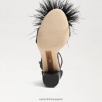 jp Sam Edelman 女性 野郎フェザーヒールサンダル 黒のサテン 4NFV0P763 履物 - Image 6