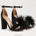 jp Sam Edelman 女性 野郎フェザーヒールサンダル 黒のサテン 4NFV0P763 履物 - Image 7